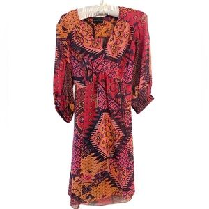 Nanette Lepore Vibrant Silk Patterned Dress Size 2
